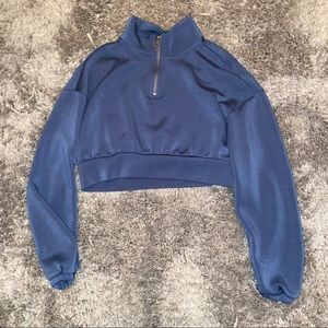 Hollister cropped quarter zip top